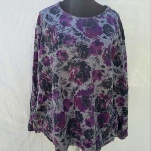 Croft & Barrow Purple & Grey Long Sleeve Tee